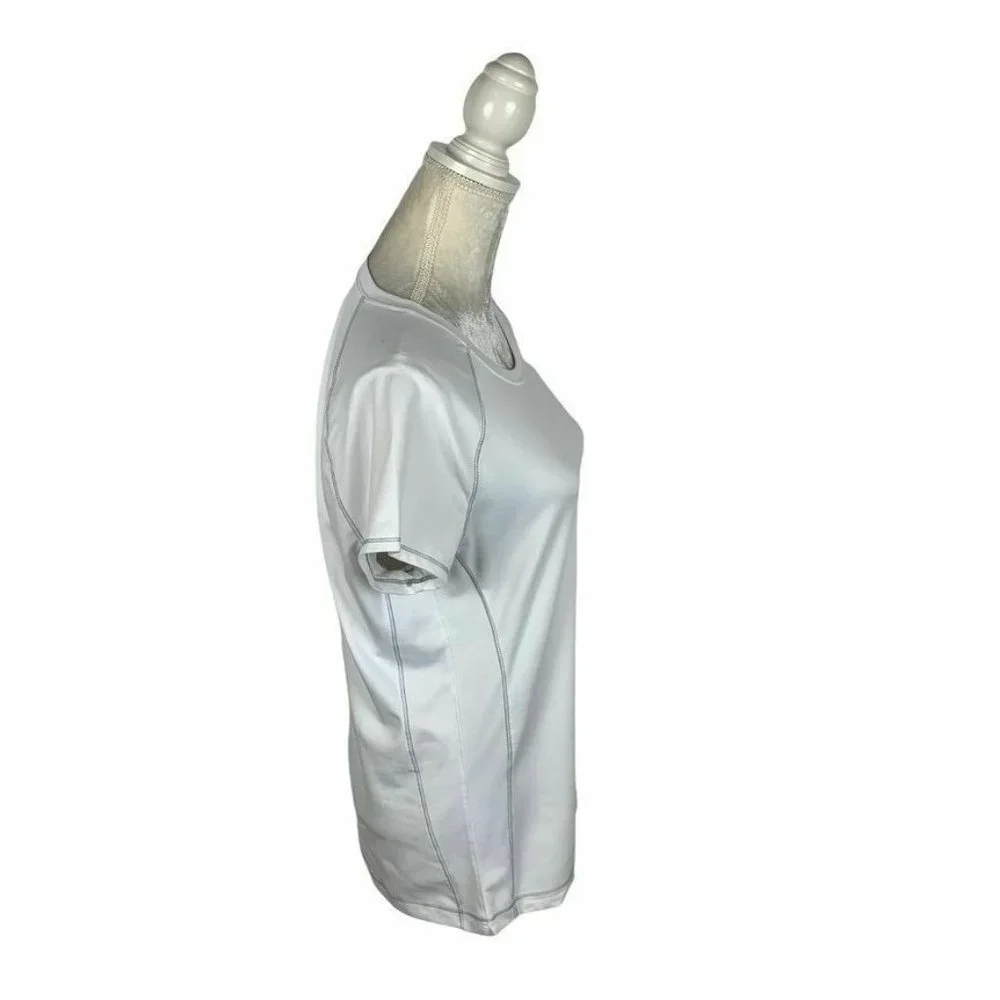 Alo CoolFit Athletic T-shirt White Contrast Stitching Short Sleeves Workout‎ Gym